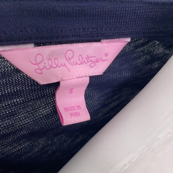 Lilly Pulitzer Thea V-Neck Navy embroidered Tunic Size Small - Picture 6 of 8